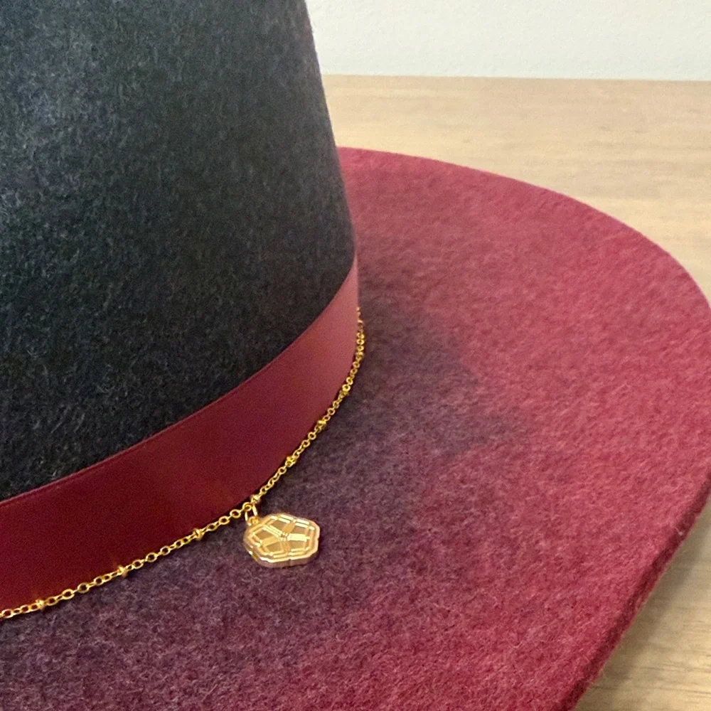Trina Turk Burgundy and Black Wool Hat - Picture 3 of 15